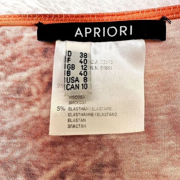 APRIORI/Escada group Orange Volcano Lava Print Short Sleeves Midi Dress Sz 8 - Picture 7 of 11